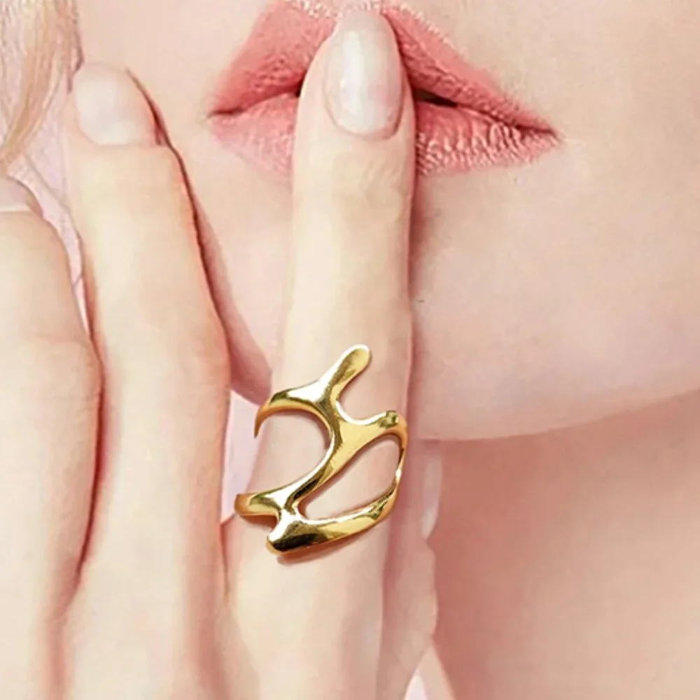 Hypoallergenic 18K Gold Plated Teardrop Adjustable Ring Jewelery
